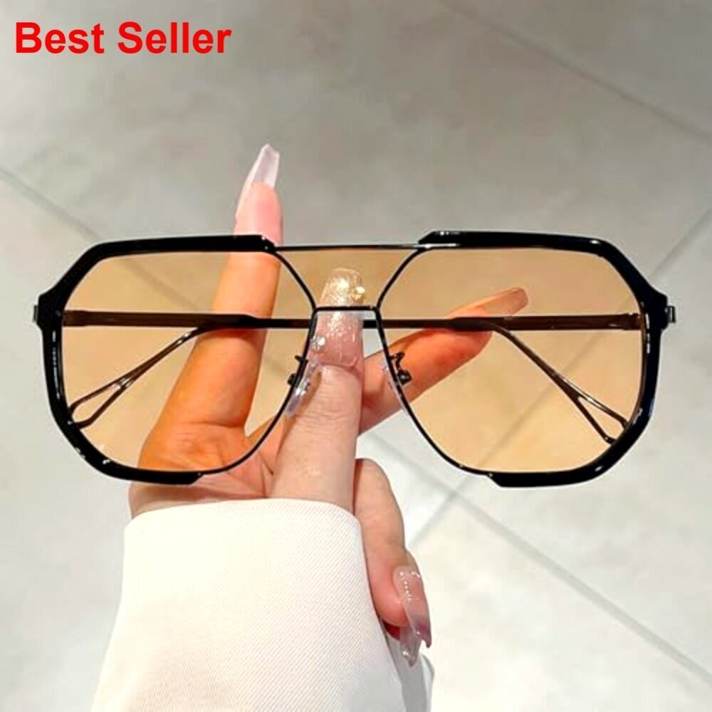 Oversized Square Sunglasses Vintage Punk UV400 Protection Unisex Eyewear - Picture 3 of 7